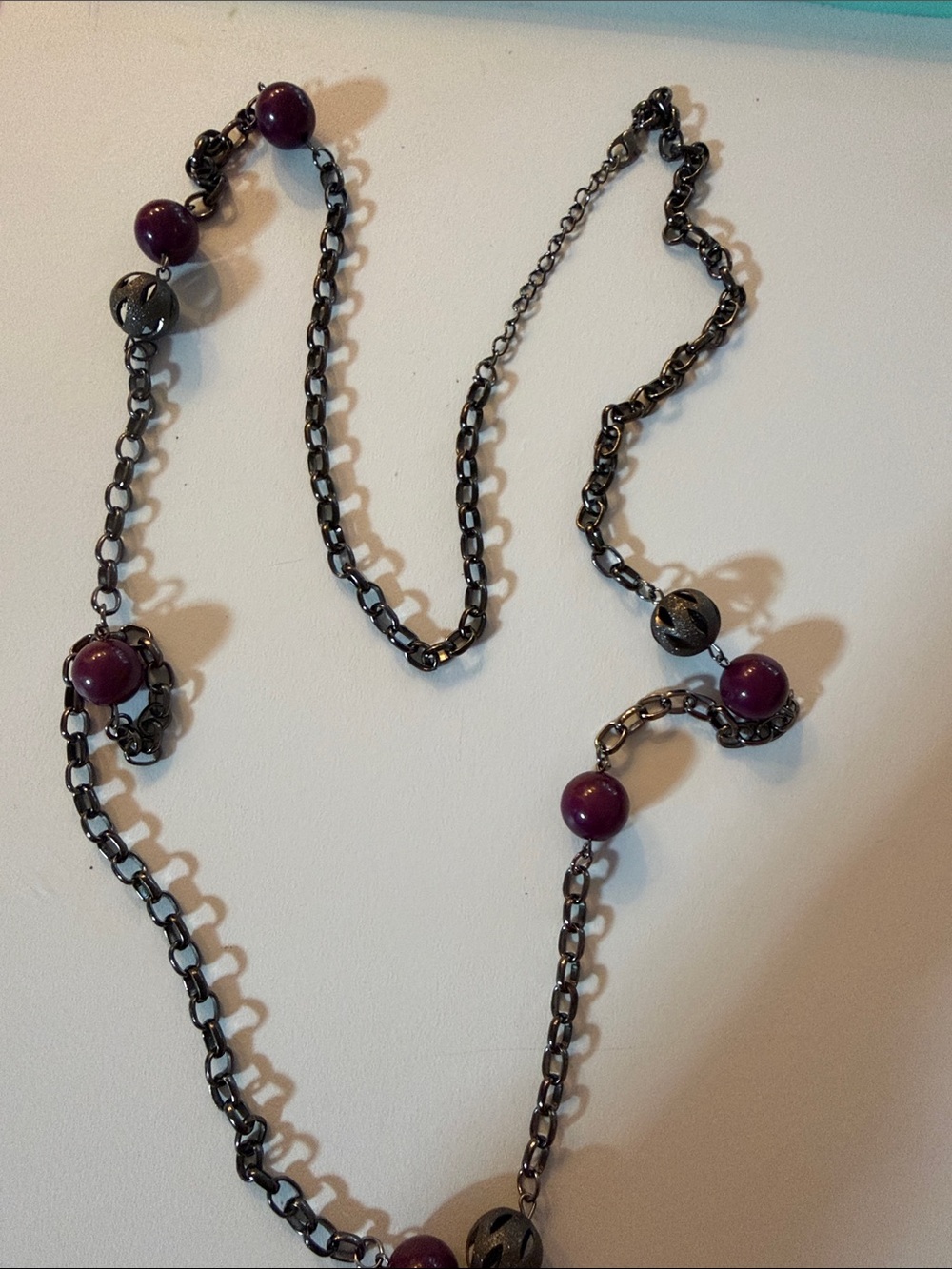 Women’s Plum and Metal Bead Chain Necklace costume jewelry but FUN!